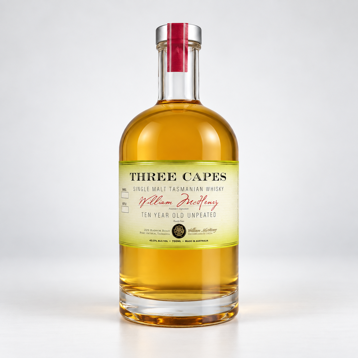 McHenry Three Capes 10 Year Old (Sullivans Cove) Tasmanian Single Malt Whisky 43.5% ABV 700mL